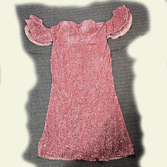 Unithorse Chinelle Sequined Lined Gown Detachable Sleeves Size 22 Mauve (HD) - Picture 4 of 8